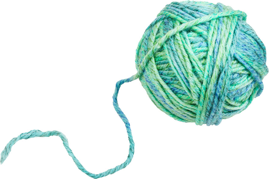 Skein of Greenish Blue Yarn with Unwound Tail